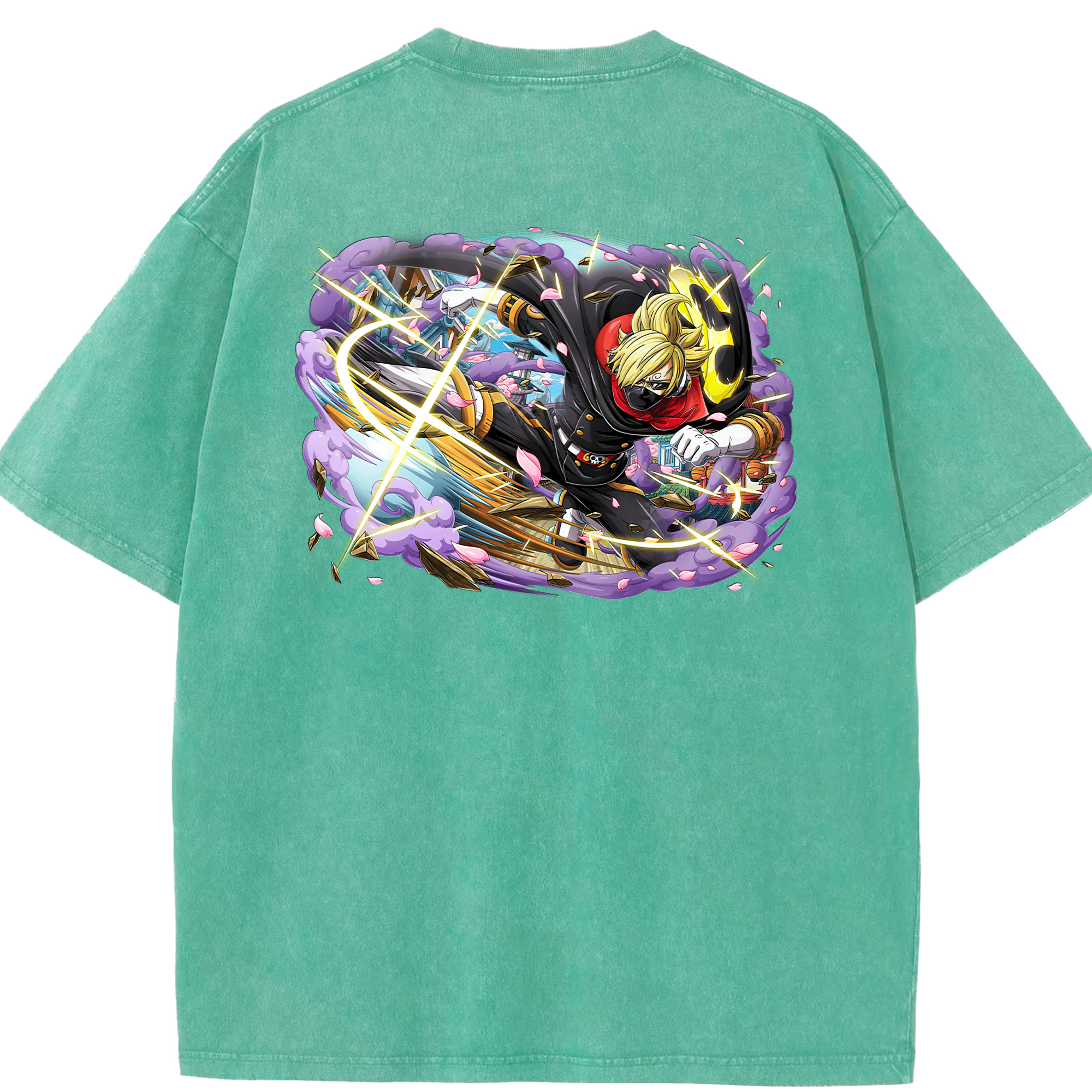 ワンピース サンジ ONE PIECE Sanji 綿100% ヴィンテージ風 半袖Tシャツ（背面プリント）